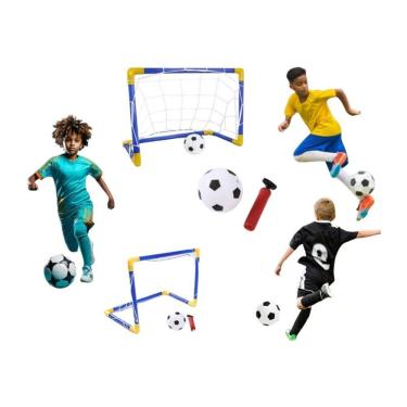 Imagem de Trave de Futebol Brinquedo Gol com Bola e Bomba de Ar Kit com Rede 35CM X 50CM X 30CM