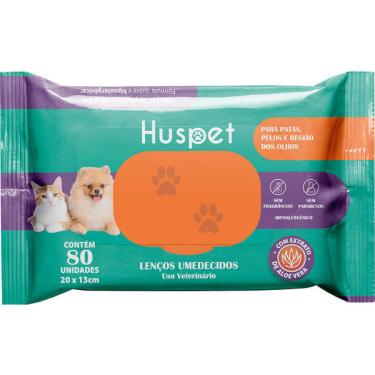 Imagem de Lenço Umedecido Huspet para Cães e Gatos - 80 Unidades