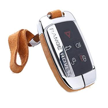 Imagem de WSWJDW Capa de silicone para chave do carro capa chaveiro com anel de chaveiro, adequado para Land Rover Range Rover Sport Evoque Freelander 2 Jaguar XE XJ XJL XF C-X16 V12,1 marrom