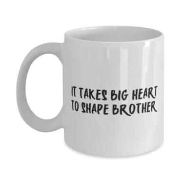 Imagem de Caneca Funny Brother 325 g 443 ml, It Takes Big Heart To Shape Brother, presentes divertidos para irmão pequeno,