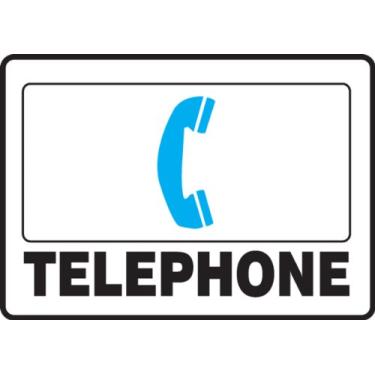 Imagem de Accuform MFSD409VS Placa de vinil adesiva, Legend"Telephone", 25,4 cm de comprimento x 35,5 cm de largura x 0,00 cm de espessura, azul/preto sobre branco, 25,4 cm de altura, 35,5 cm de largura, 25,5 cm de comprimento, vinil, 25,4 cm de comprimento