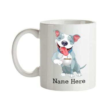 Imagem de Caneca Pit Bull personalizada - Pit Bull Drinking Coffee - Presente Pit Bull - Copo de café de 325 ml
