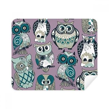 Imagem de Pano de limpeza de coruja listrado de flores, 2 peças, tecido de camurça