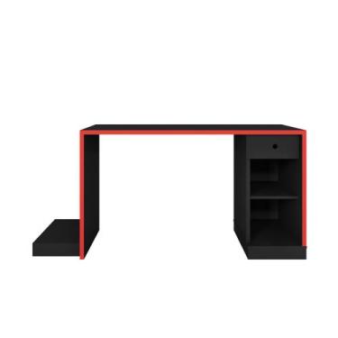 Imagem de Mesa Gamer Para Computador Drx-3000 Preto Tx/ Vermelho Tx - Móveis Leã