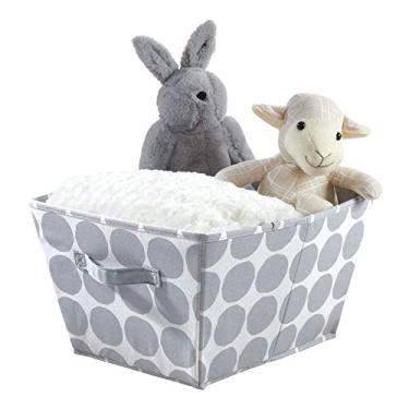 Imagem de iDesign Cesto de armazenamento de tecido pontilhado, recipiente de cesta médio angular com alças laterais duplas para armário, quarto, brinquedos, berçário - cinza