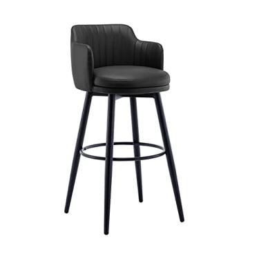 Imagem de Cadeira De Balcão De 26", Banquetas De Bar Com Encosto Baixo, Altura De Balcão Com Braços Banquetas De Ilha De Cozinha, Pedal De Nappa Pedal De 360° Assento Estofado Cromado, Para Bares, Cafés, Pubs