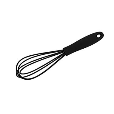 Imagem de harayaa Batedor manual de silicone para cozinha, misturador de panelas com alça macia, batedor sem ovos para bater assar alimentos, farinha, preto