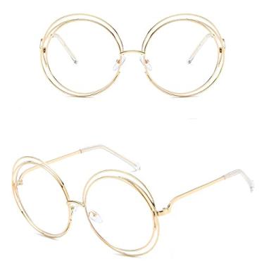 Imagem de Óculos de sol vintage redondo tamanho grande lente espelho feminino designer armação de metal óculos de sol feminino, 15, outros