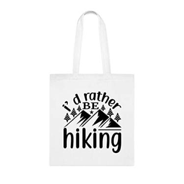 Imagem de Sacola engraçada I'd Rather Be Hiking Tote Bag, presente de caminhada, bolsa de ombro, bolsas reutilizáveis, cesta de Natal de aniversário, ideia de presente, Branco