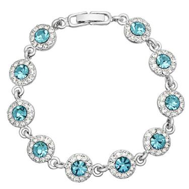 Imagem de Falari Pulseira de cristal Brithstone pulseira de casamento para mulheres caixa de presente inclu da, Cristal