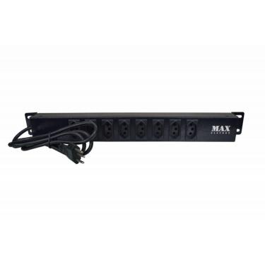 Imagem de Calha Regua P Rack C 8 Tomadas 10a 19 Preto Max Eletron