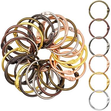 Imagem de 60 peças de anéis de fichário de folha solta de metal 3,5 cm Anéis de livro 6 cores Anéis redondos para cartões didáticos Anéis de papel para cartões de anotação chave material escolar de escritório