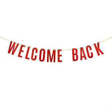 Imagem de Banner vermelho com glitter Welcome Back To School/Moving Away/Classroom Decoração/Retirement Party Decorations