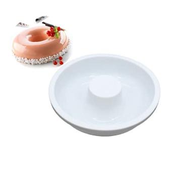 Imagem de Formas de cozimento de silicone de 18 cm, formas de bolo de tubo canelado, formas antiaderentes de forma redonda, mousse de chocolate segura para forno de silicone, assadeira de sobremesa para gelatina, donut, pão de milho, brownie - turquesa