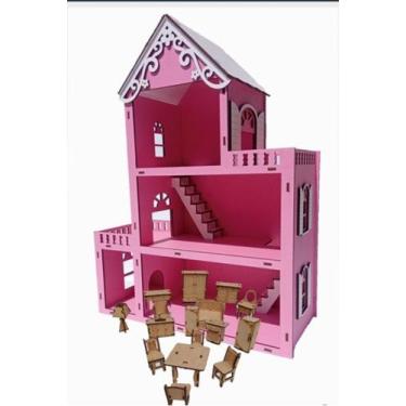 Casinha De Boneca Polly Mdf Pintada Adesivada 43 Móveis cru - Princesa  Artesanatos - Casinha de Boneca - Magazine Luiza