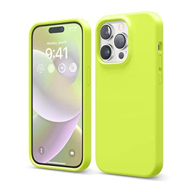 Imagem de elago Capa compatível com iPhone 14 Pro, capa de silicone líquido, capa protetora de corpo inteiro, à prova de choque, telefone fino, forro de microfibra macia antiarranhões, 6,1 polegadas (amarelo