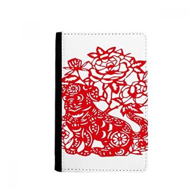 Imagem de Porta-passaporte de ano novo chinês para cachorro com corte de papel notecase burse carteira capa para cartão, Multicolorido.