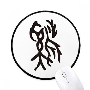 Imagem de DIYthinker Inscrições de ossos galo do zodíaco chinês tapete de mouse desktop escritório tapete redondo para computador