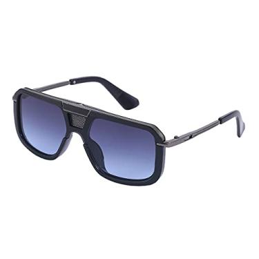 Imagem de Óculos de sol superdimensionados vintage masculinos de luxo armação grande clássico quadrado óculos de sol feminino gradiente de metal feminino tons uv, arma cinza preto, tamanho único