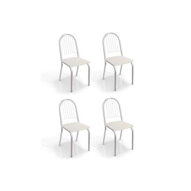 Imagem de Kit 4 Cadeiras Sala Jantar Noruega 4C077 4 Un Cromado/Courano Branco - Kappesberg