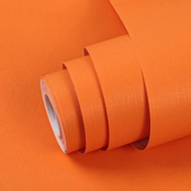 Imagem de NW 1776 Papel de parede adesivo de cor sólida monocromático, 0,6 m * 5 m/23,6 polegadas * 197 polegadas PVC adesivo de parede à prova d'água, adequado para móveis, armários, paredes, etc. (laranja)