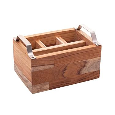 Imagem de Porta Talheres com Aramado em Aço Inox Teca 23x16x15cm - Woodart