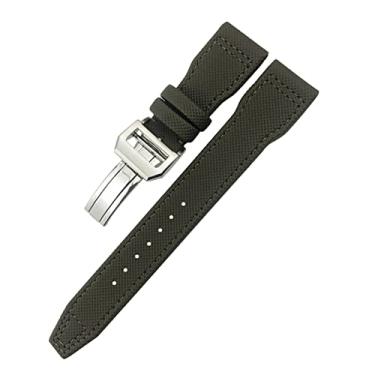 Imagem de HAZELS Pulseira de relógio 20mm 21mm 22mm para IWC Le Petit Prince Big Pilot TOP Gun IW3777 Sport Fiber Canvas Watch Strap (Cor: Fivela quadrada verde, Tamanho: 20mm)