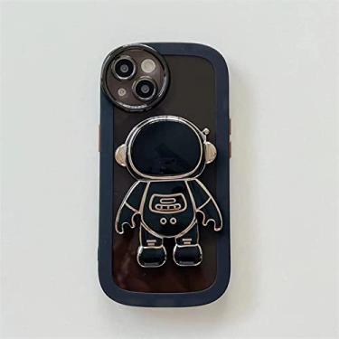 Imagem de Estojo de telefone com suporte dobrável para astronauta em placas para Samsung Galaxy A73 A53 A33 A23 A13 A03 A03S A02S Capa transparente de silicone macio, astronauta preto, para Galaxy A02