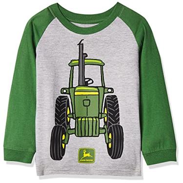 Imagem de John Deere Camiseta infantil de trator grande para meninos, Cinza mesclado/verde, 3T