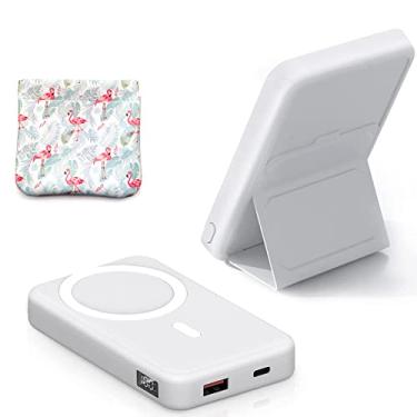 Imagem de Carregador portátil sem fio, dobrável 10000mAh Power Bank 15W de carregamento rápido sem fio tipo C Display LED de Battery Pack para iPhone 14/13/12/Mini/Pro/Pro Max,Com saco de armazenamento personalizado