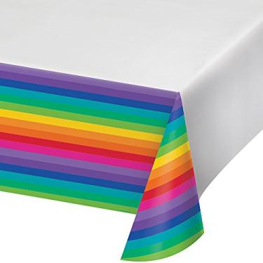 Imagem de Creative Converting 725972 Toalha de mesa de plástico com tema arco-íris