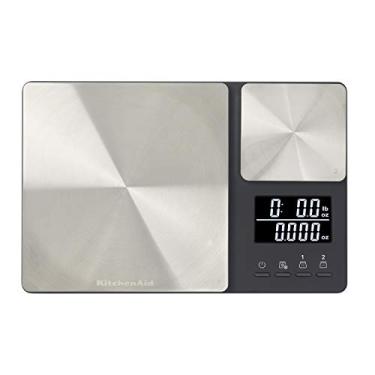 Imagem de Balança digital de cozinha KitchenAid de plataforma dupla, capacidade de 5 kg, preta