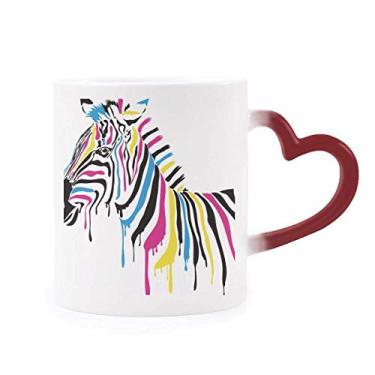 Imagem de Caneca Pinto Animal Rainbow Color Sensível ao Calor Caneca de Grés Mudança de Cor Vermelha