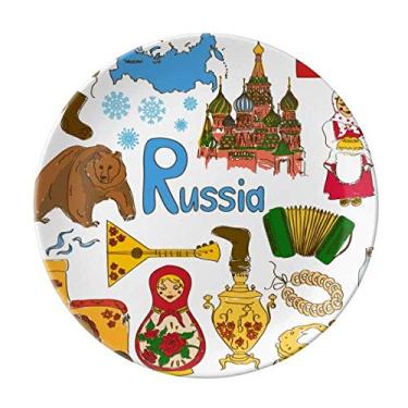 Imagem de Rússia Landscap Placa de bandeira nacional de porcelana decorativa Salver Prato de jantar