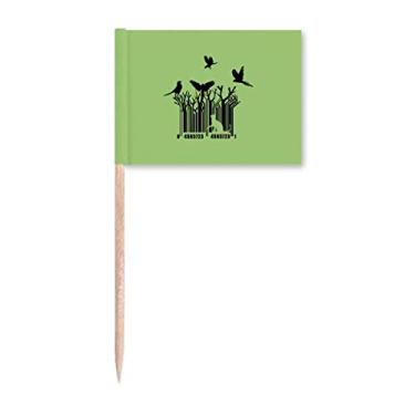 Imagem de Gatos, pássaros, árvores, Art Deco, presente, bandeiras de palito, marcador, enfeite de festa