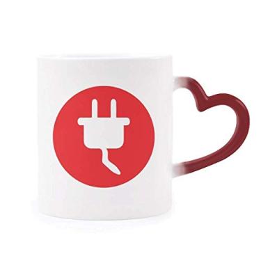 Imagem de Cabo de carregamento vermelho com padrão de cabo sensível ao calor Caneca vermelha que muda de cor em grés