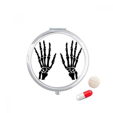 Imagem de Bolsa de comprimidos de mão humana de esqueleto com estampa de osso e bolso para remédios