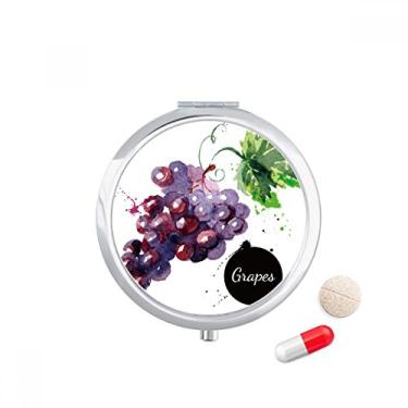 Imagem de Porta-comprimidos, uvas, frutas saborosas, saudáveis e saudáveis, caixa de armazenamento de remédios