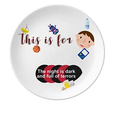 Imagem de Prato de porcelana do filme Diálogo Noite Terrores Negros Jantar Prato Redondo Masculino