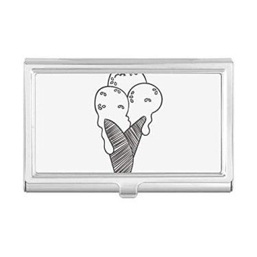 Imagem de Porta-cartões de visita Black Outline Sésamo Biscoitos Sorvete Carteira de bolso