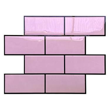 Imagem de Pastilha Adesiva Resinada Metro, Rosa Claro/Rejunte Preto, Cromo Sign