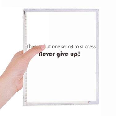 Imagem de Caderno com a frase Never Give Up com folhas soltas em espiral recarregável