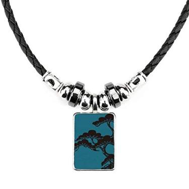 Imagem de DIYthinker Colar azul da cultura japonesa com pingente de corda de couro com torque