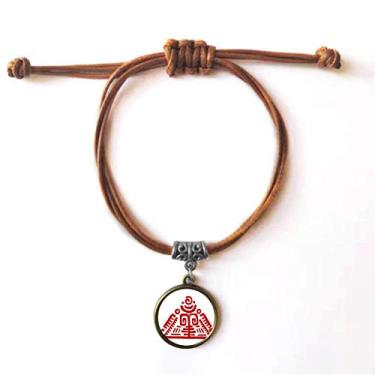Imagem de DIYthinker Pulseira Totems Pirâmide Mexicana Antiga Civilização Pulseira de Couro Corda Pulseira Marrom Joia Presente