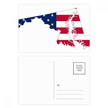 Imagem de Maryland Mapa dos EUA Estrelas Listras Bandeira Formato Cartão Postal Cartão Cartão Cartão Cartão de Felicitação