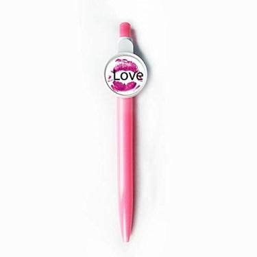Imagem de Caneta esferográfica azul retrátil para o Dia dos Namorados Love Pink Lip Rollerball Tip