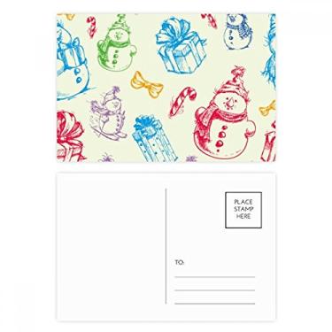 Imagem de Presente de boneco de neve de Natal, conjunto de cartões postais de aniversário, cartão de agradecimento