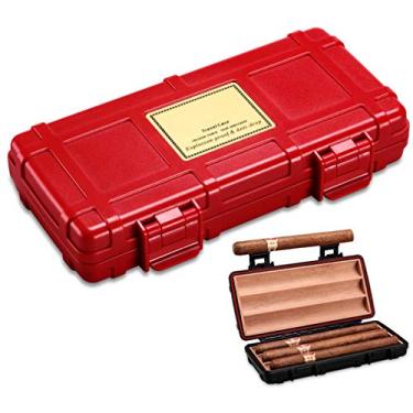 Imagem de Caixa de umidificador portátil de viagem para charuto à prova d'água com forro de madeira de cedro, caixa de armazenamento para umidificador de charutos à prova de poeira – Ótimo presente para homens