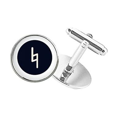 Imagem de DIYthinker Abotoaduras com clipe de botão redondo preto com assinatura da White Music