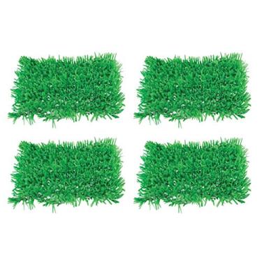 Imagem de Beistle 4 peças de tapetes de grama de papel de tecido verde para decorações de Natal e primavera, celebrações de verão, artigos de festa temáticos de luau